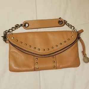 BCBGMAXAZRIA tan studded runway bag
